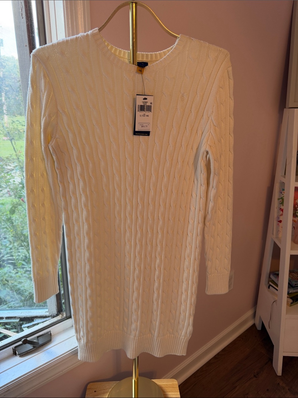 Girls size 12-14 Polo by Ralph Lauren Cream Cable-Knit Crewneck Sweater